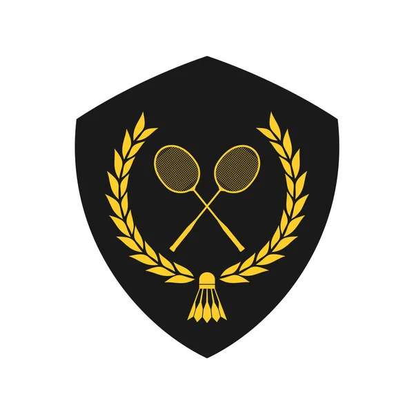 Badminton Elegante Emblema Vetor Ilustração — Vetor de Stock