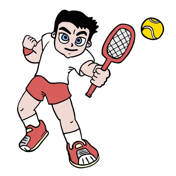 Gioca Tennis Vettoriale Illustrazione — Vettoriale Stock