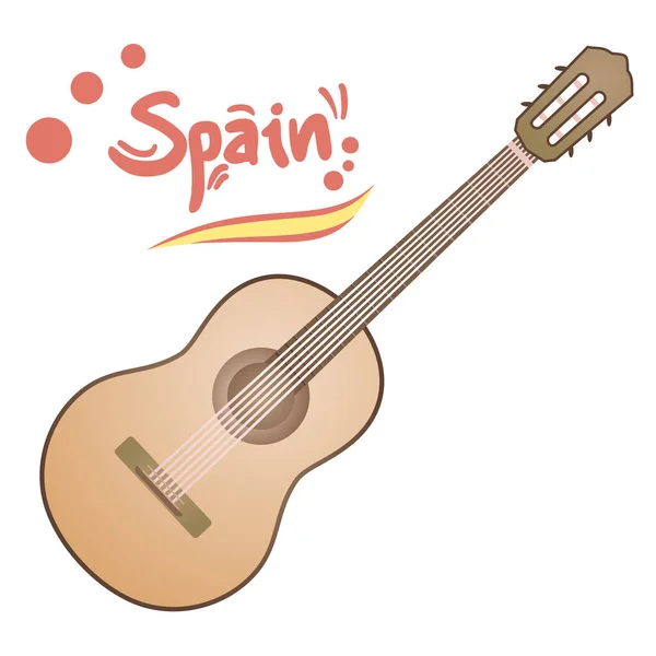 Clássico Espanhol Guitarra Vetor Ilustração —  Vetores de Stock