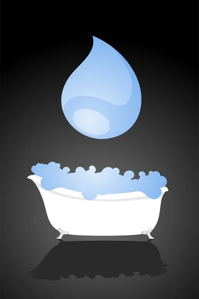 Baignoire Avec Illustration Eau — Image vectorielle