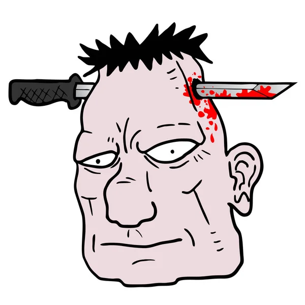 卡通人物头部被刺伤 — 图库矢量图片