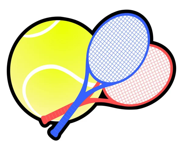 Raquette Tennis Balle Isolée Sur Fond Blanc Illustration Vectorielle — Image vectorielle