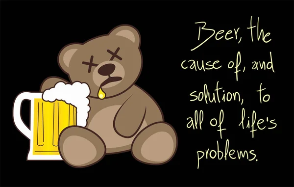 Drunk Bear Vector Illustration — 图库矢量图片