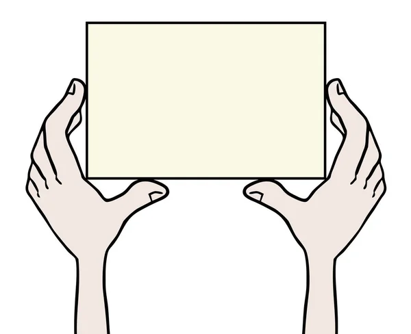 Main Tenant Une Carte Blanche Avec Fond Blanc — Image vectorielle