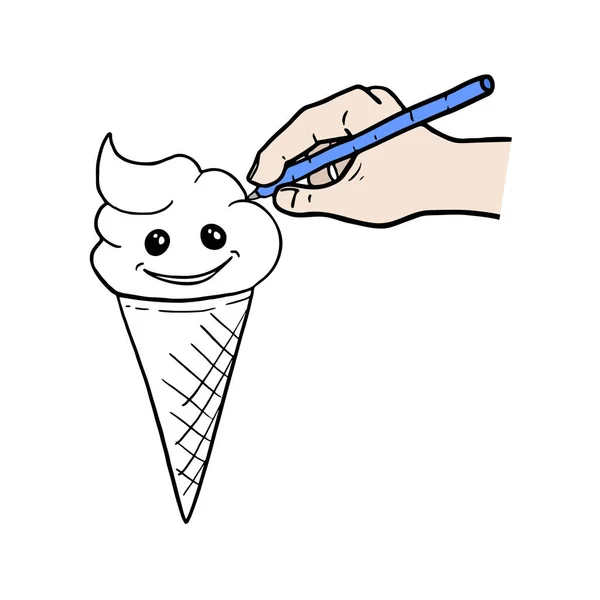 Helado Dibujo Vector Ilustración — Vector de stock