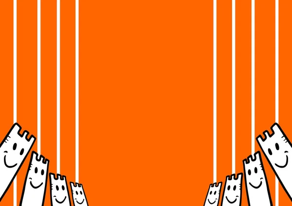Équipe Poupées Sur Fond Orange — Image vectorielle