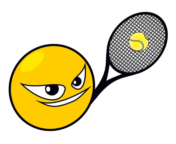 テニスボール漫画のアイコンベクトルイラスト — ストックベクタ