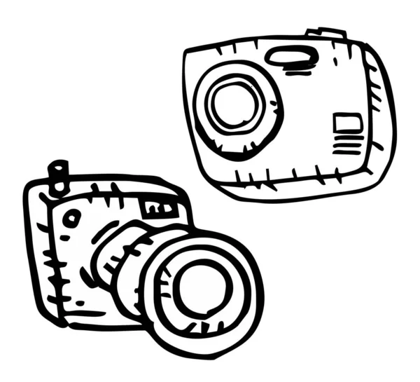 Hand Drawn Doodle Vintage Camera — Vettoriale Stock