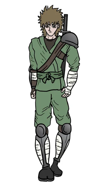 Soldier Katana Vector Illustration — Stock Vector