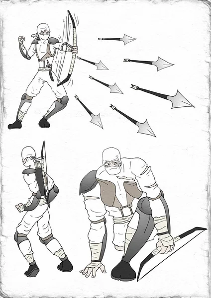 Witte Ninja Vector Illustratie — Stockvector