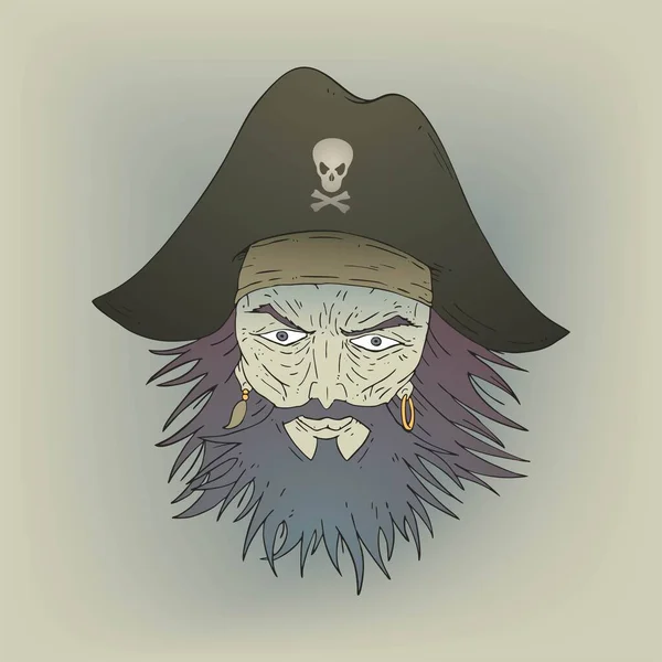 Unhöfliche Piraten Gesicht Vektor Illustration — Stockvektor