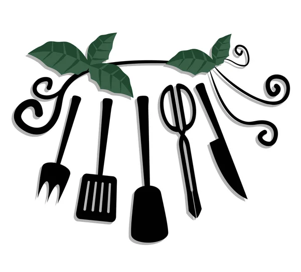 Utensilios Cocina Cubiertos Icono Vector Ilustración Diseño — Archivo Imágenes Vectoriales