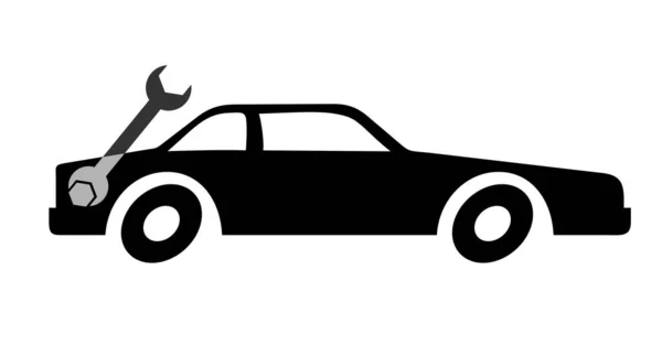 Icono Servicio Coche Ilustración Blanco Negro — Archivo Imágenes Vectoriales