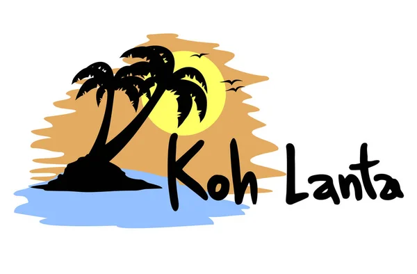 Koh Lanta Spiaggia Vettore Illustrazione — Vettoriale Stock