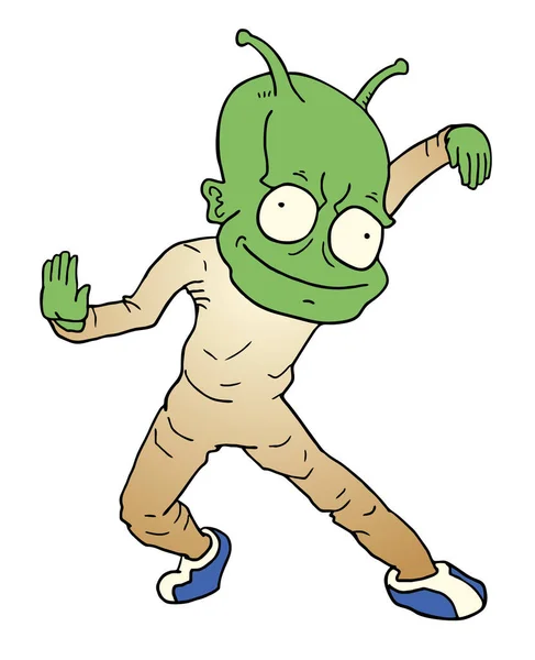 Funny Dancing Alien Vector Illustration — Image vectorielle