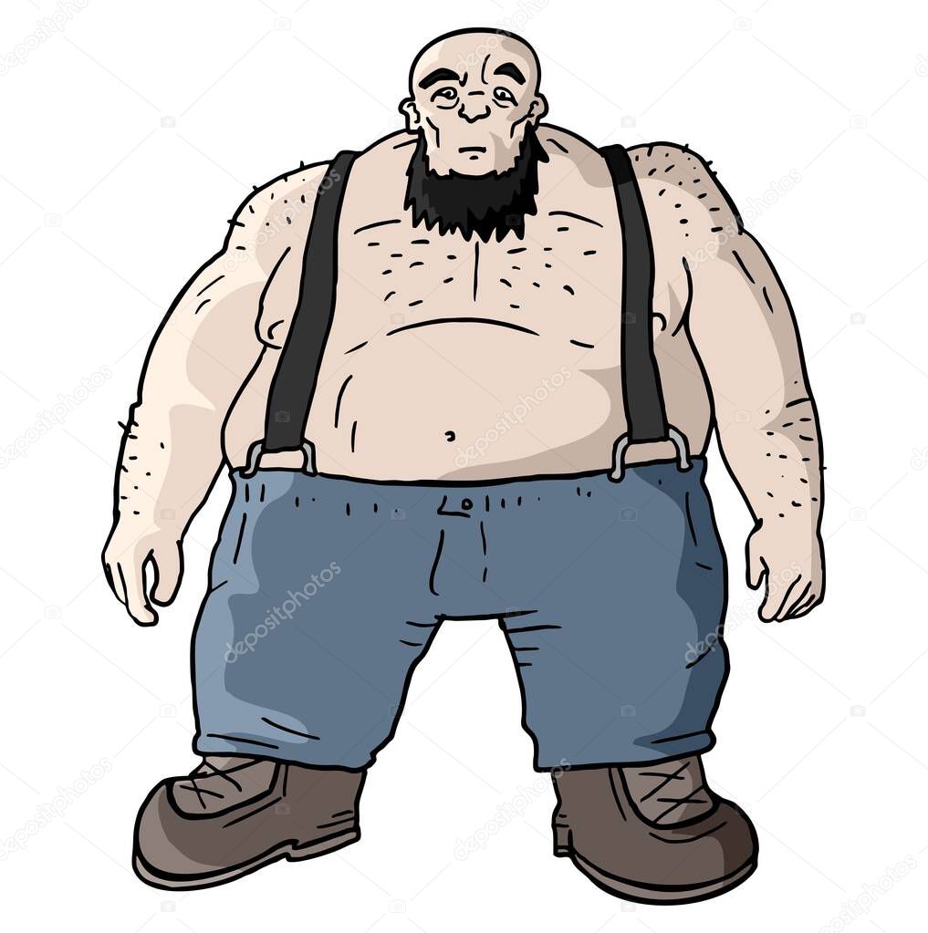 Strong fat man vector illustration 