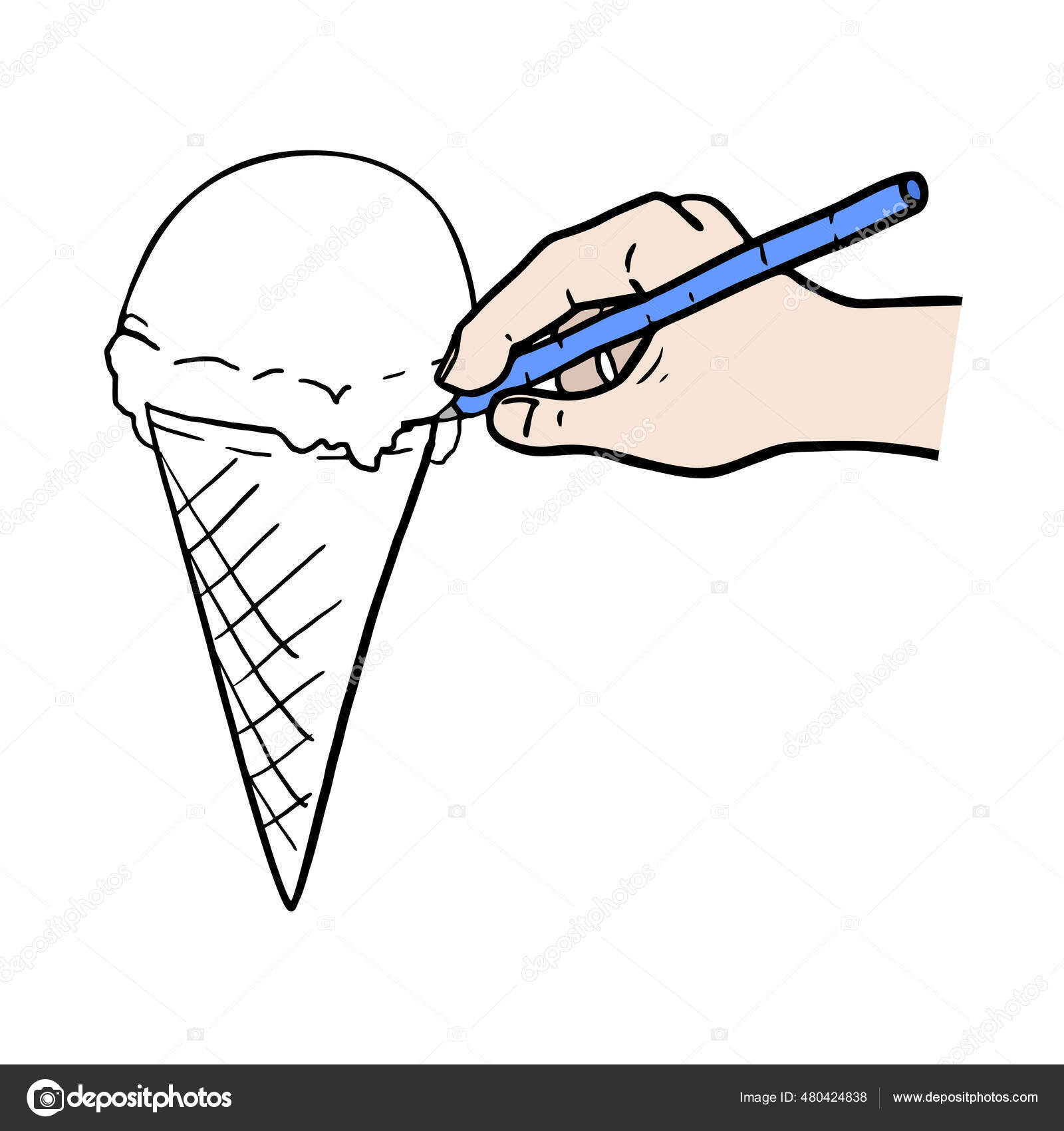 Melting skull ice cream - Drawing | ai illustrator file | US$5.00 each | Ai  & PNG File
