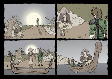 Çizgi roman sayfası tasarım vektörü illüstrasyonu