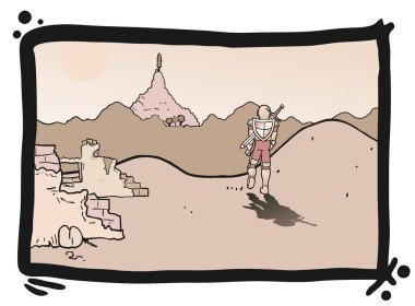 Ortaçağ manzarası, vektör çizimi 