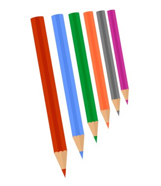 Beyaz arkaplanda izole edilmiş renkli kalemler