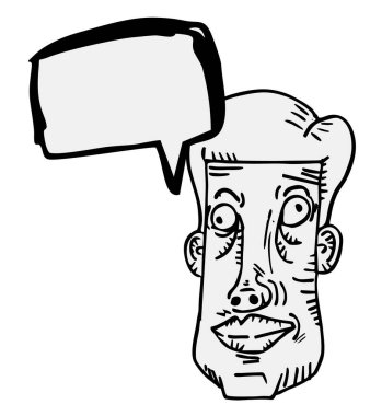 Konuşma baloncuklu el çizimi çizgi karakterin vektör çizimi, sohbet mesajı 