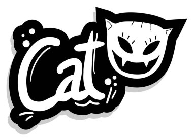 Çıkartmalı kedi çizgi film vektör çizimi