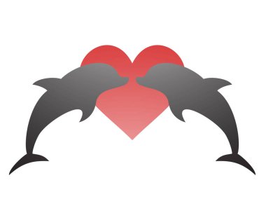 Yunuslar ve kalp vektörü çizimi