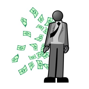 Parası ve dolar sembolü olan iş adamı