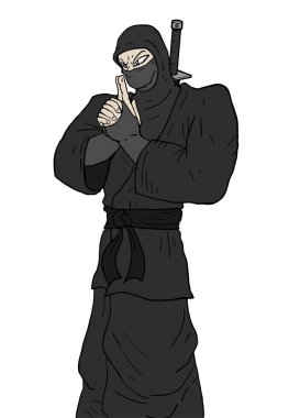 Yoğunlaştırılmış ninja çizim vektörü illüstrasyonu