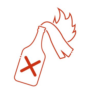 vector illustration of bottle with fire