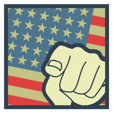 Amerikan bayrağının arka planına parmak basmak