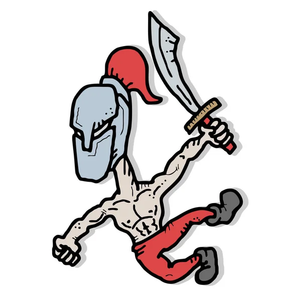 Vector Cartoon Man Sword — Vector de stock