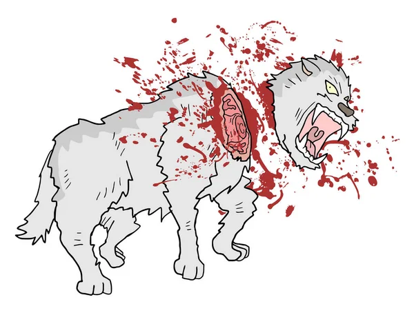 Gore Assassinato Lobo Desenhar —  Vetores de Stock