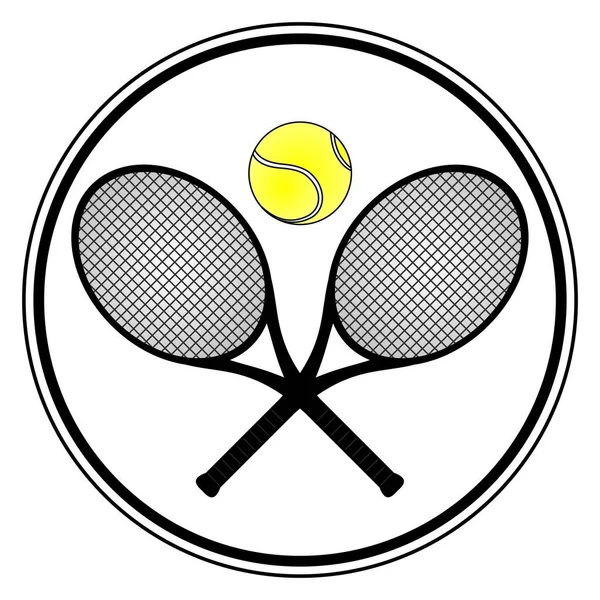 Icône Balle Tennis Illustration Noir Blanc — Image vectorielle