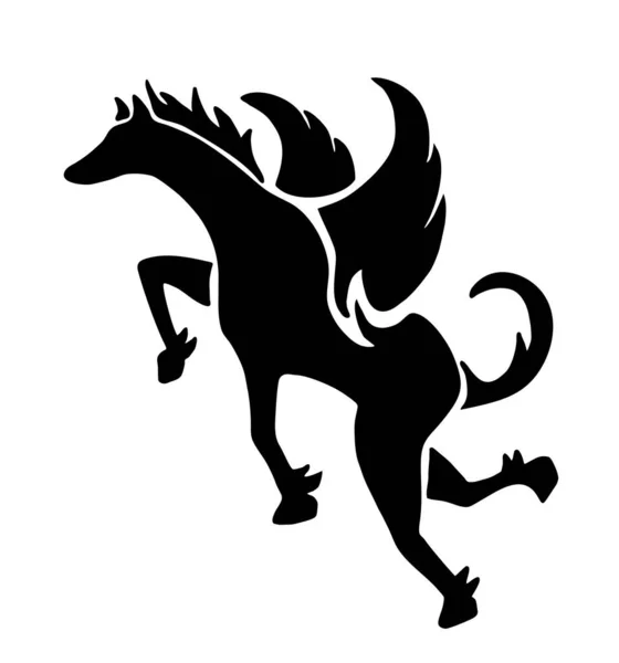 Pegaso Negro Sobre Fondo Blanco — Vector de stock