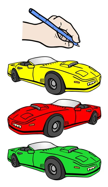 Drawing Speed Car Vector Illustration — ストックベクタ
