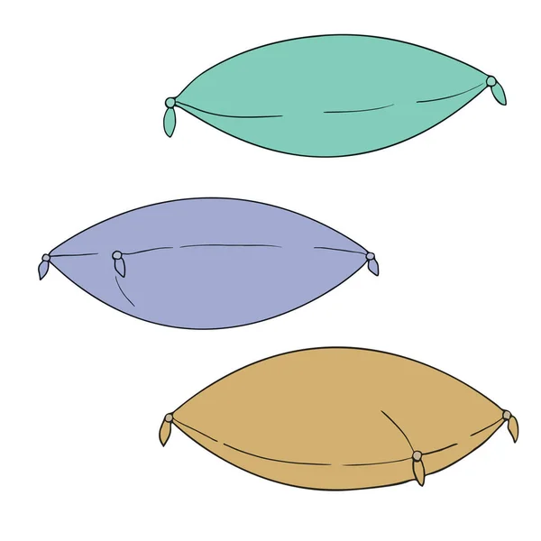 Tiga Bantal Menggambar Ilustrasi Vektor - Stok Vektor
