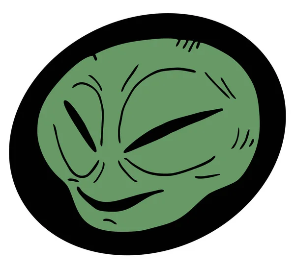 Grön Alien Huvud Ikon — Stock vektor