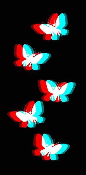 Fond Abstrait Avec Des Papillons Sur Fond Noir — Image vectorielle