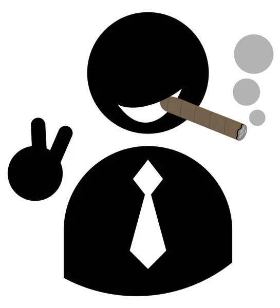 Hombre Negocios Con Corbata Traje Negro Cigarro — Vector de stock