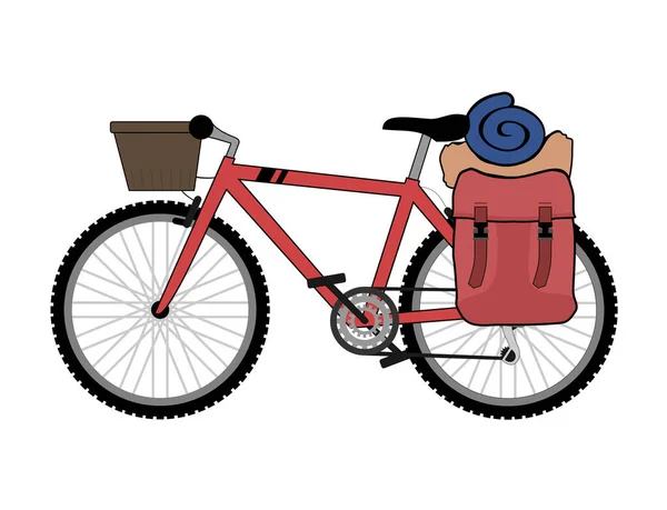 Mochilero Bicicleta Vector Ilustración — Archivo Imágenes Vectoriales