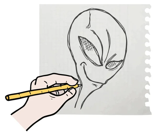 Draw Alien Vector Illustration — Archivo Imágenes Vectoriales