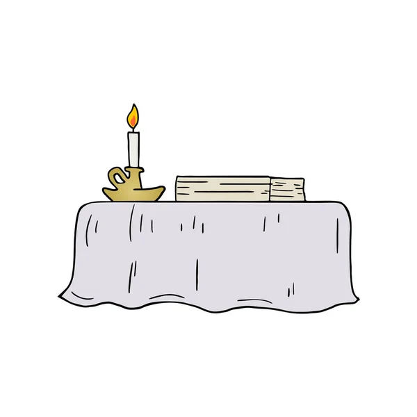Klassischer Tisch Mit Alter Kerze Platte — Stockvektor