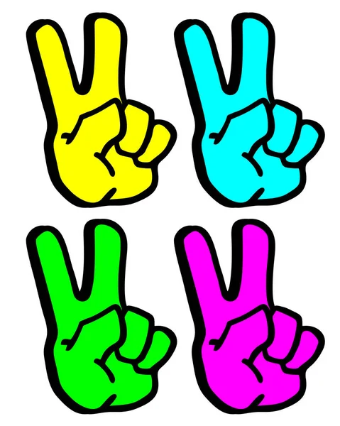 Hand Victory Gesture Icons Vector Sign — Stockový vektor