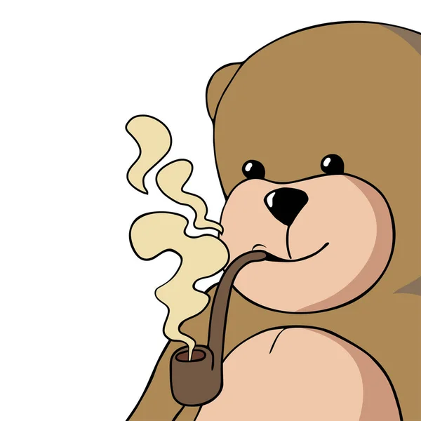 Funny Bear Smoking Vector Illustration — ストックベクタ