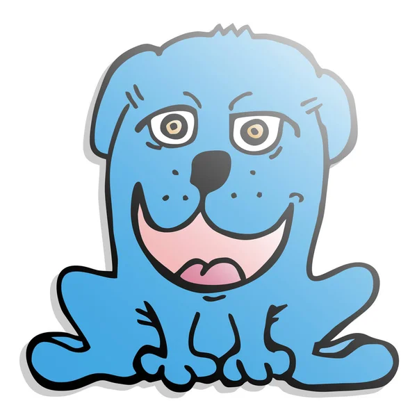 Vektorová Ilustrace Kresleného Modrého Psa — Stockový vektor