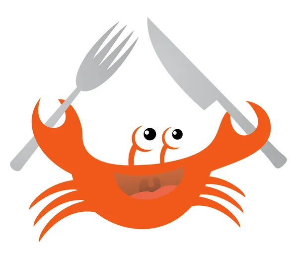 Illustration Vectorielle Mangeant Crabe — Image vectorielle
