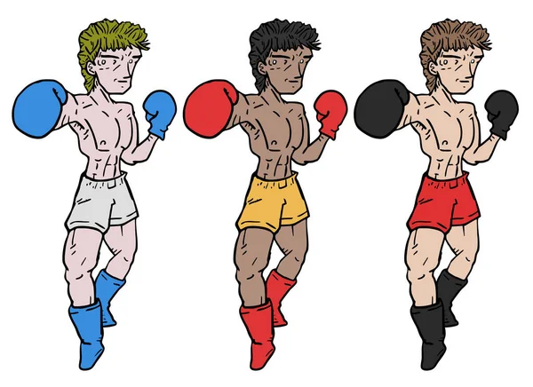 Vektorová Kreslená Ilustrace Boxerů — Stockový vektor