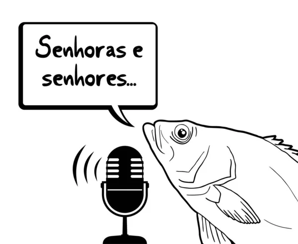 Mensagem Engraçada Peixe Senhoras Senhores Português — Vetor de Stock