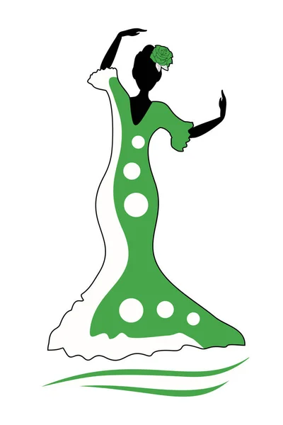 Vektor Illustration Der Tanzenden Flamenco Frau — Stockvektor